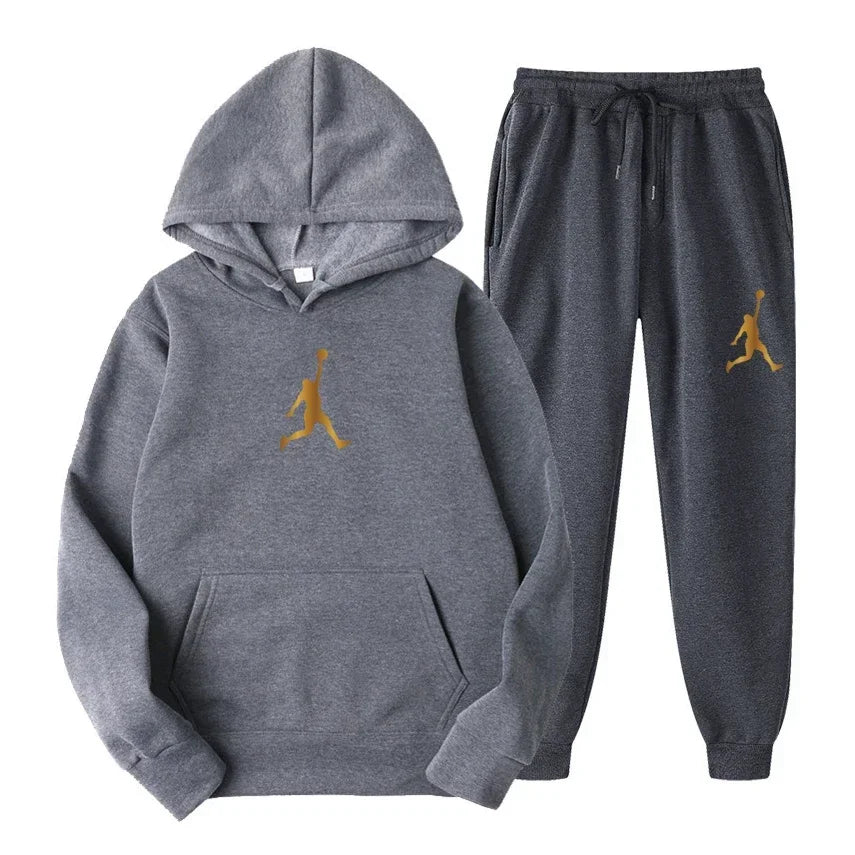 Ensemble deux pièces décontracté printemps-automne pour hommes et femmes, sweat à capuche et pantalon, nouveau ensemble de basketball d'extérieur pour hommes
