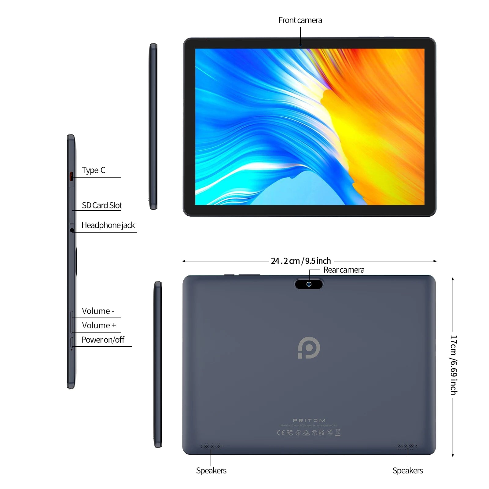 Tablette PC PRITOM 10,1 pouces Android 13 4 Go (2+2 VIRTUELS) 64 Go Quad Core Bluetooth WiFi avec emplacement pour carte SIM 3G Camara Shopping Tablette PC PRITOM 10,1 pouces Android 13 4 Go (2+2 VIRTUELS) 64 Go Quad Core Bluetooth WiFi avec emplacement pour carte SIM 3G