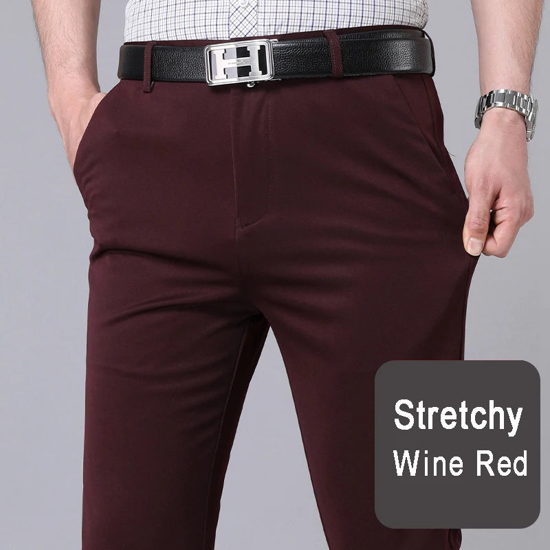 Pantalon homme Stretch solide noir intelligent décontracté pantalon homme bureau séchage rapide costume pantalon nouveau printemps automne coréen pantalon droit Camara Shopping Pantalon homme Stretch solide noir intelligent décontracté pantalon homme bureau séchage rapide costume pantalon nouveau printemps automne coréen pantalon droit
