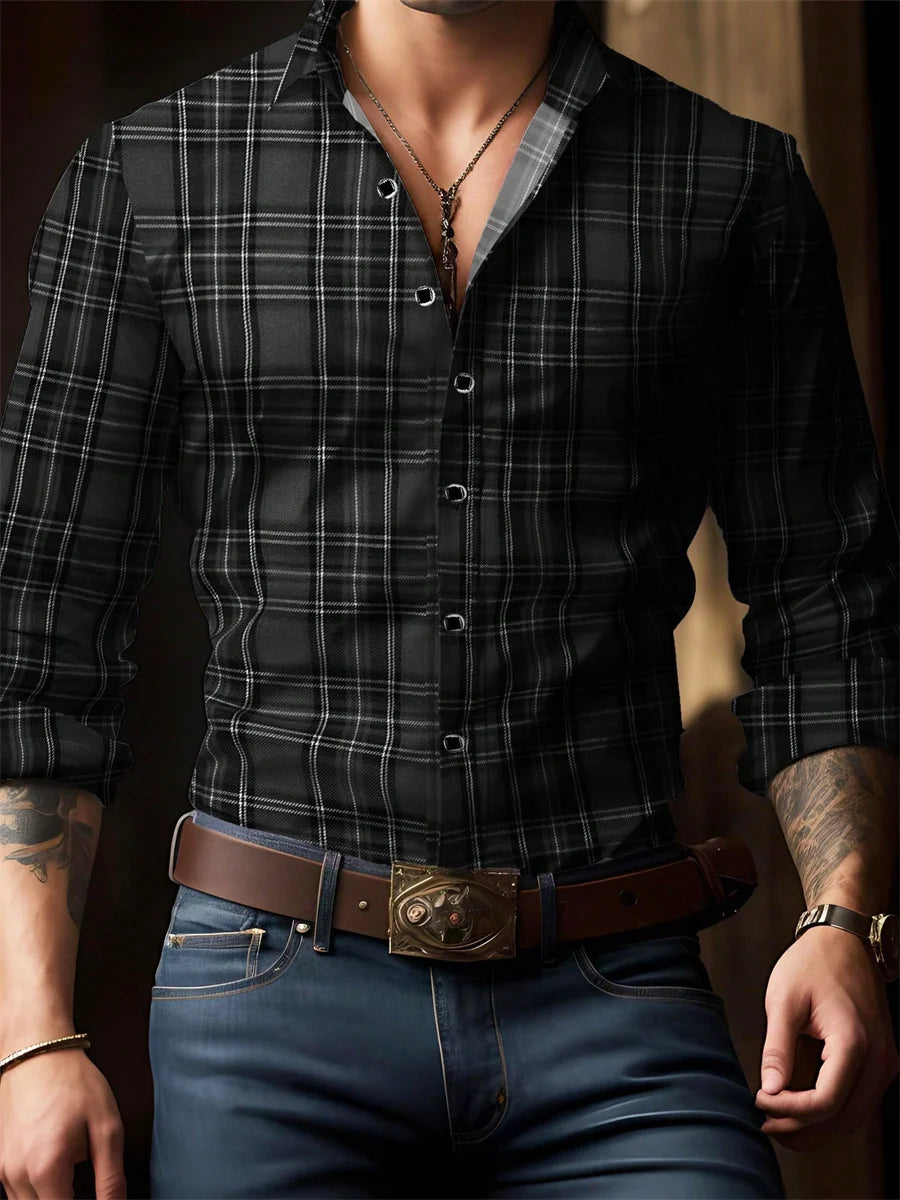 Chemise à carreaux rouge rétro pour homme, manches longues, col décontracté, polyvalente et tendance pour tous les jours et les trajets domicile-travail, tailles S-6XL. Camara Shopping Chemise à carreaux rouge rétro pour homme, manches longues, col décontracté, polyvalente et tendance pour tous les jours et les trajets domicile-travail, tailles S-6XL.