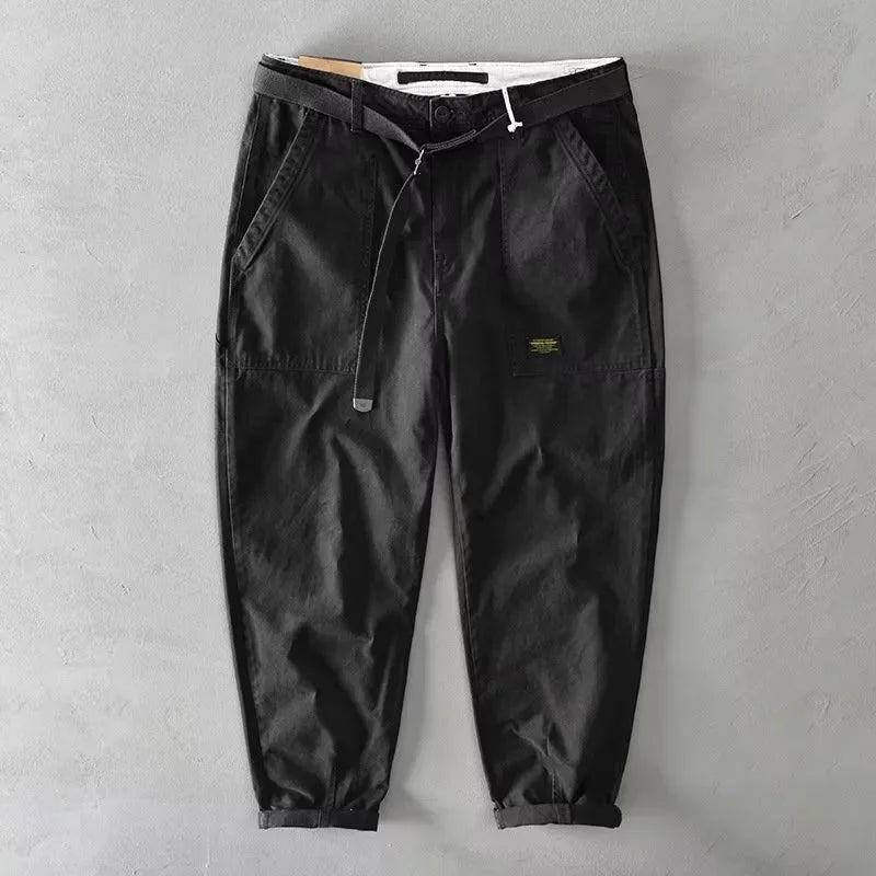 Pantalon de travail en coton coupe large pour homme, style rétro décontracté, résistant à l'usure, avec poches, coupe droite et ample, idéal automne-été Camara Shopping Pantalon de travail en coton coupe large pour homme, style rétro décontracté, résistant à l'usure, avec poches, coupe droite et ample, idéal automne-été