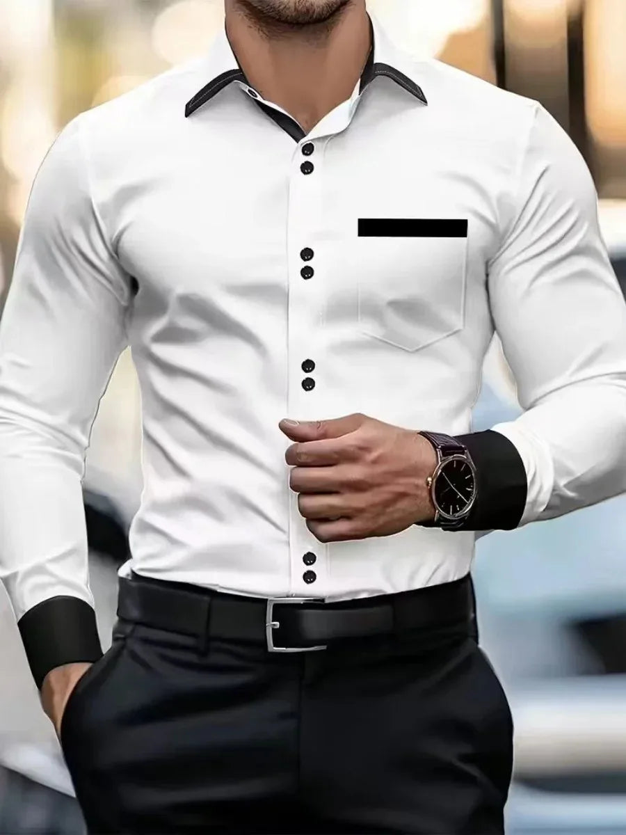 Chemise décontractée à manches longues pour homme 2026, nouveau style, chemise à revers confortable et tendance pour homme Camara Shopping Chemise décontractée à manches longues pour homme 2026, nouveau style, chemise à revers confortable et tendance pour homme