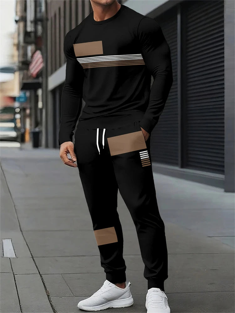 Ensemble deux pièces pour hommes, lettres imprimées, décontracté, col rond, manches courtes, cordon de serrage, pantalon Long, grande taille, tenue ample, nouvelle collection Camara Shopping Ensemble deux pièces pour hommes, lettres imprimées, décontracté, col rond, manches courtes, cordon de serrage, pantalon Long, grande taille, tenue ample, nouvelle collection