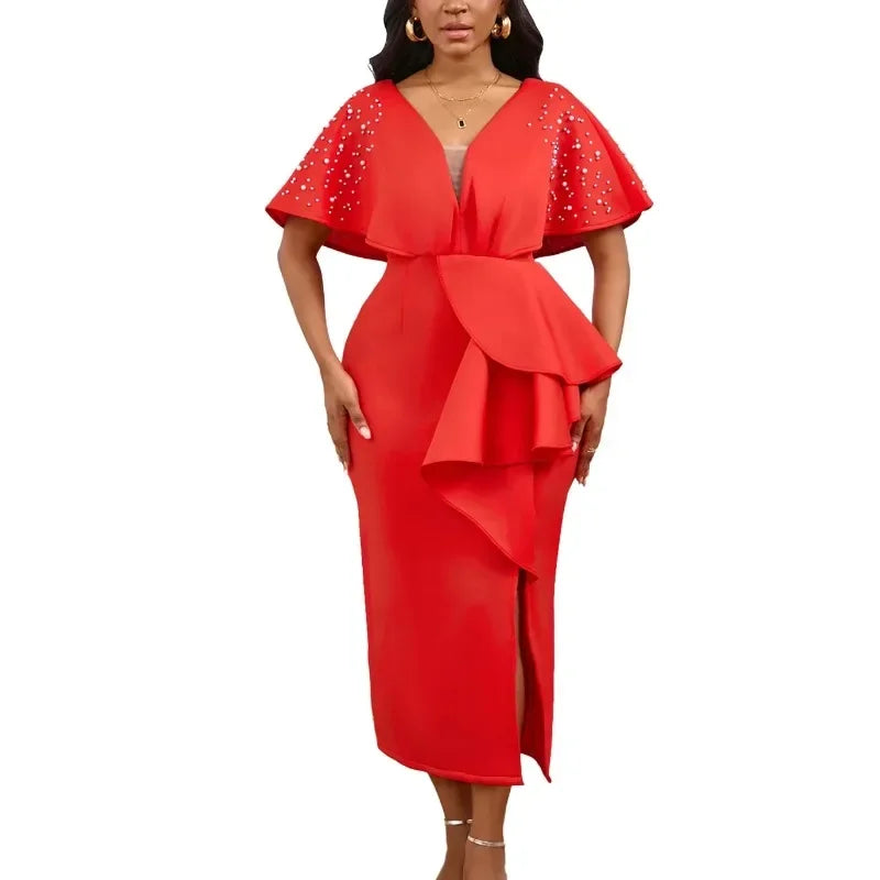 S-3XL Africain ixRobes De Soirée pour Femmes Été Automne Africain À Manches Courtes Col En V Polyester tambours con Robe Quelle que soit la Tenue Camara Shopping S-3XL Africain ixRobes De Soirée pour Femmes Été Automne Africain À Manches Courtes Col En V Polyester tambours con Robe Quelle que soit la Tenue