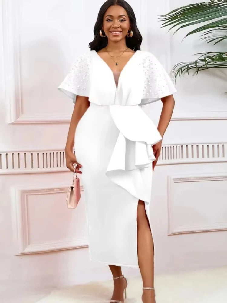 S-3XL Africain ixRobes De Soirée pour Femmes Été Automne Africain À Manches Courtes Col En V Polyester tambours con Robe Quelle que soit la Tenue Camara Shopping S-3XL Africain ixRobes De Soirée pour Femmes Été Automne Africain À Manches Courtes Col En V Polyester tambours con Robe Quelle que soit la Tenue
