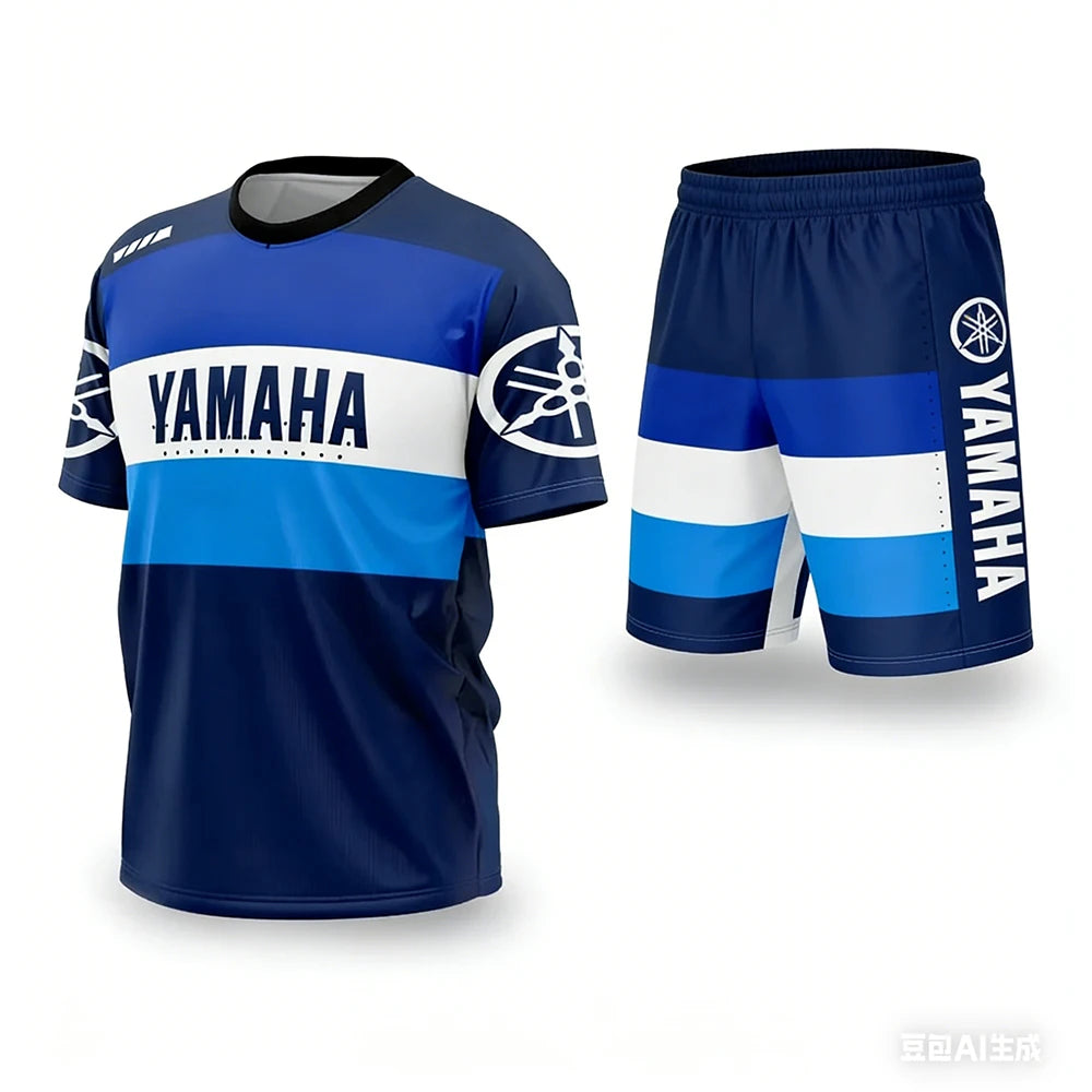 Nouvel ensemble de t-shirts de moto Yamaha pour hommes et femmes, coupe ample, respirant, séchage rapide, recommandé pour l'été Camara Shopping Nouvel ensemble de t-shirts de moto Yamaha pour hommes et femmes, coupe ample, respirant, séchage rapide, recommandé pour l'été