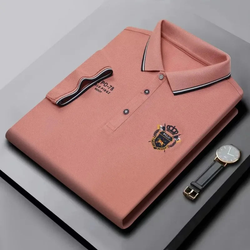 Nouveaux hommes polos brodés été à manches courtes chemise de luxe haut revers Streetwear hommes respirant léger t-shirt Homme Camara Shopping Nouveaux hommes polos brodés été à manches courtes chemise de luxe haut revers Streetwear hommes respirant léger t-shirt Homme