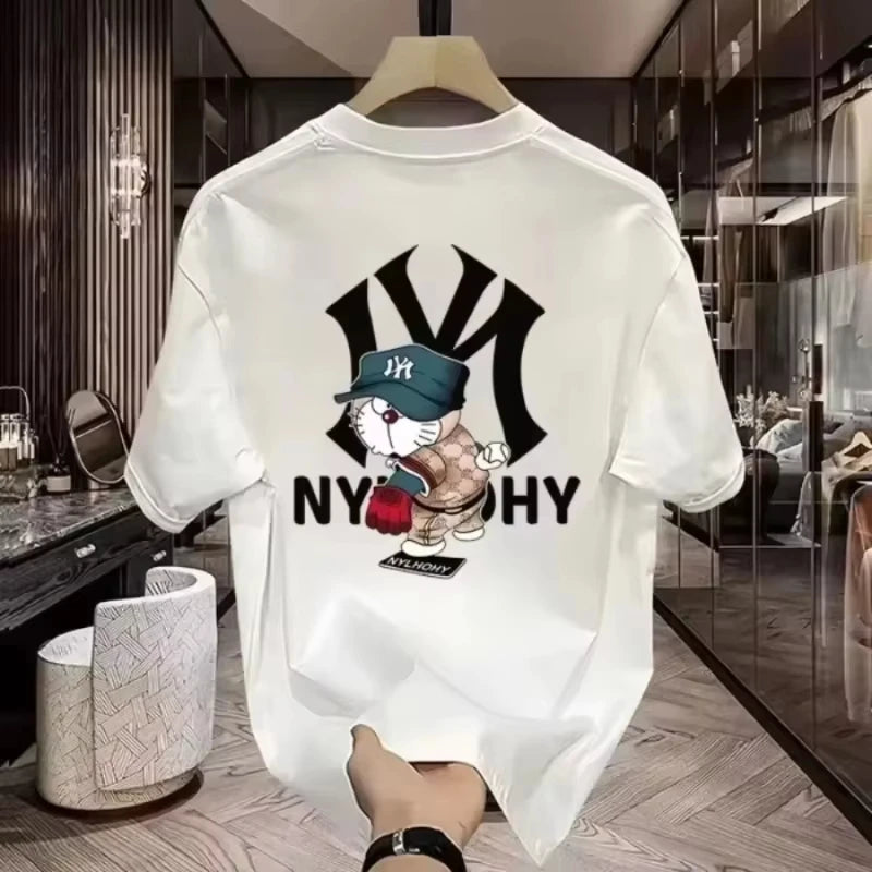 Nouveau t-shirt d'été décontracté pour homme en coton imprimé, élégant et tendance, avec une bonne respirabilité Camara Shopping Nouveau t-shirt d'été décontracté pour homme en coton imprimé, élégant et tendance, avec une bonne respirabilité