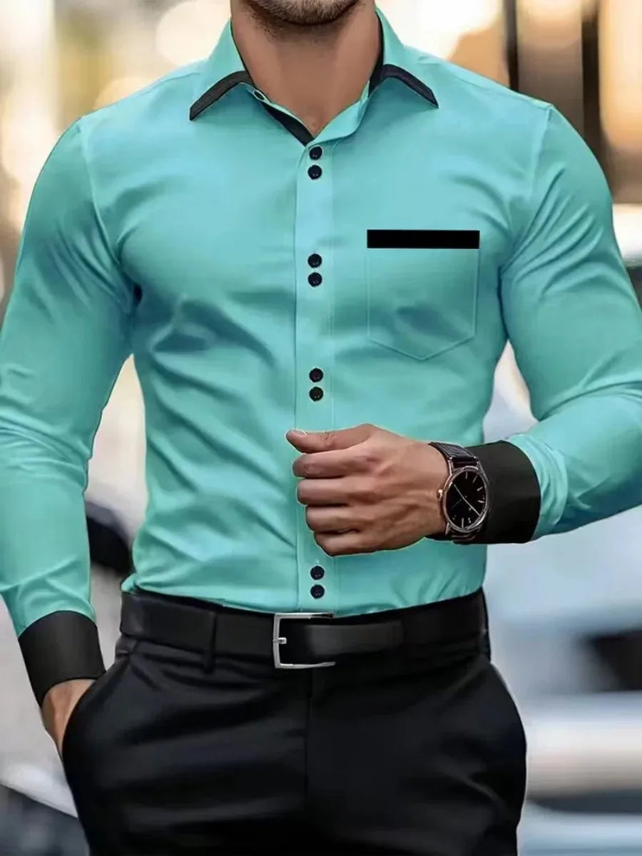 Chemise décontractée à manches longues pour homme 2026, nouveau style, chemise à revers confortable et tendance pour homme Camara Shopping Chemise décontractée à manches longues pour homme 2026, nouveau style, chemise à revers confortable et tendance pour homme