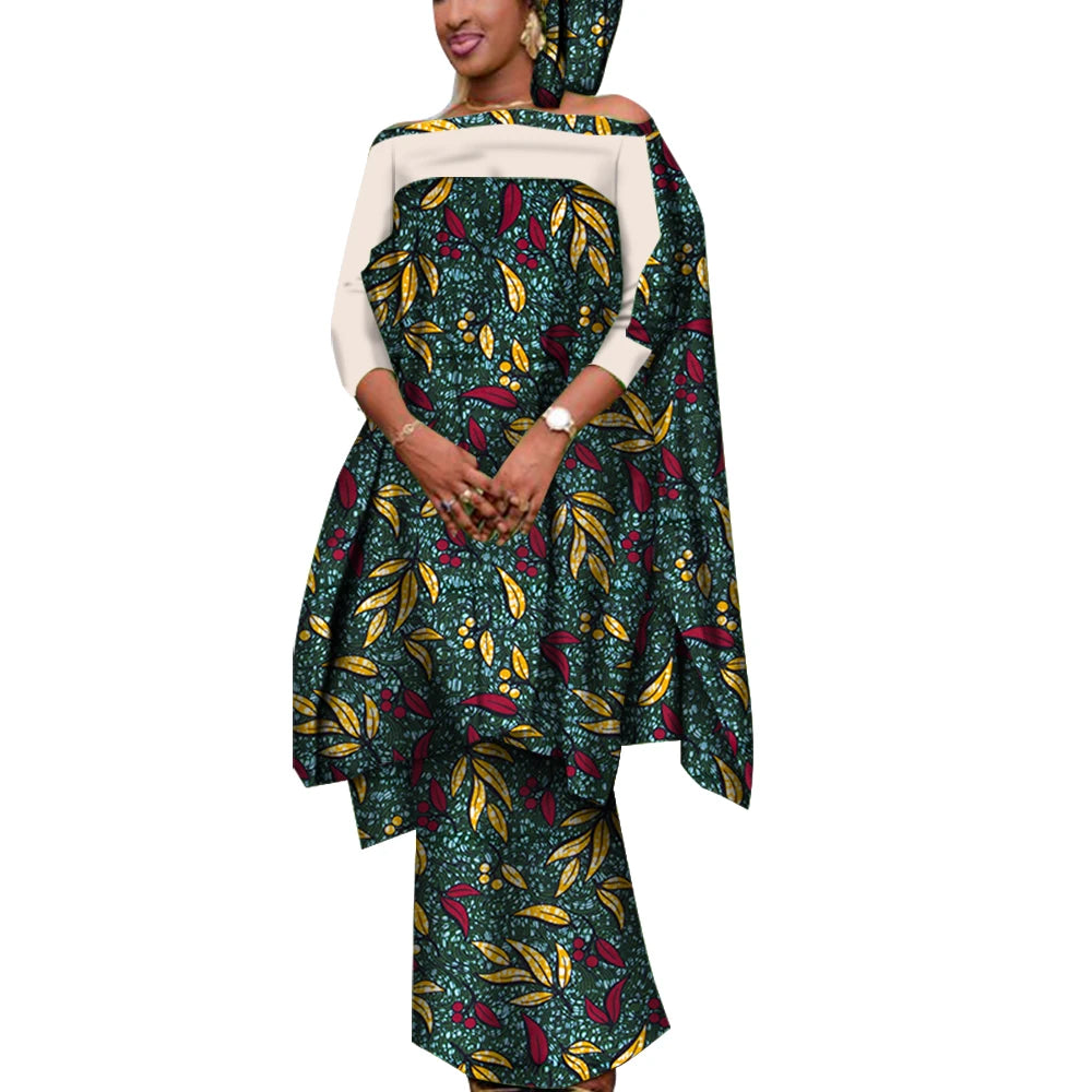 Ensemble 3 pièces de tenues africaines pour femmes, chemisier et jupes décontractés avec foulard, vêtements africains pour femmes Bazin Riche WY7946 Camara Shopping Ensemble 3 pièces de tenues africaines pour femmes, chemisier et jupes décontractés avec foulard, vêtements africains pour femmes Bazin Riche WY7946