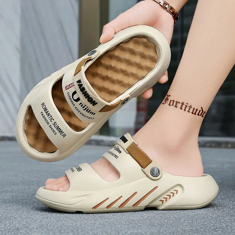 Massage Men Slippers Summer Breathable EVA Slippers Dual Purpose Sandals For Men Lightweigh Sumer Shoes For Men Plus Size 39-48 Camara Shopping Massage Men Slippers Summer Breathable EVA Slippers Dual Purpose Sandals For Men Lightweigh Sumer Shoes For Men Plus Size 39-48
