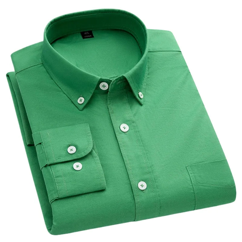 Chemises décontractées à manches longues pour hommes, coupe cintrée, uni, 100% coton, hauts à carreaux rayés, doux, styliste, mode, tendances coréennes, vêtements Camara Shopping Chemises décontractées à manches longues pour hommes, coupe cintrée, uni, 100% coton, hauts à carreaux rayés, doux, styliste, mode, tendances coréennes, vêtements