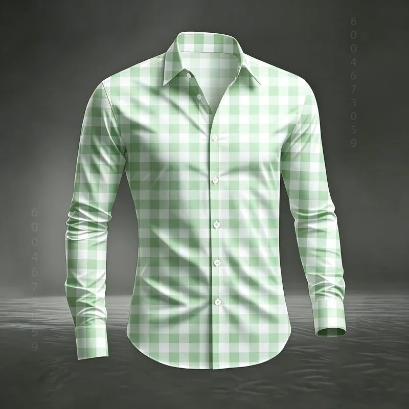 Chemise à carreaux classique pour homme 2026, imprimé écossais, coupe ajustée, col et manches longues, haut pour homme, tissu confortable XS-6XL Camara Shopping Chemise à carreaux classique pour homme 2026, imprimé écossais, coupe ajustée, col et manches longues, haut pour homme, tissu confortable XS-6XL
