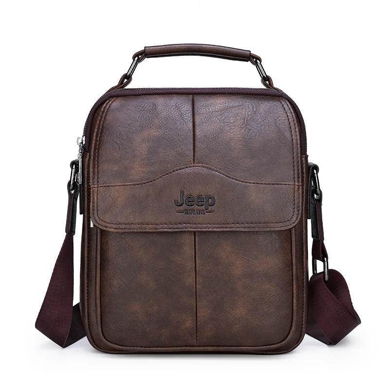Sac d'affaires de marque JEEP BULUO pour hommes, sac messager de haute qualité, sacs à bandoulière en cuir pour le bureau quotidien, pour père ou mari Camara Shopping Sac d'affaires de marque JEEP BULUO pour hommes, sac messager de haute qualité, sacs à bandoulière en cuir pour le bureau quotidien, pour père ou mari