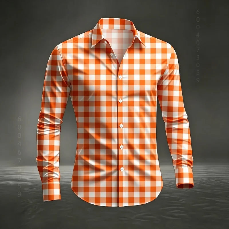 Chemise à carreaux classique pour homme 2026, imprimé écossais, coupe ajustée, col et manches longues, haut pour homme, tissu confortable XS-6XL Camara Shopping Chemise à carreaux classique pour homme 2026, imprimé écossais, coupe ajustée, col et manches longues, haut pour homme, tissu confortable XS-6XL