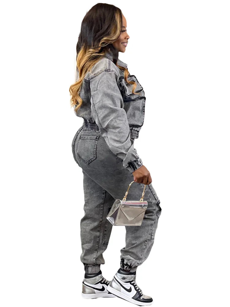 Wmstar Denim deux pièces ensemble femmes veste manteau haut jean Cargo pantalon Cool nouveau en hiver correspondant vêtements en gros livraison directe Camara Shopping Wmstar Denim deux pièces ensemble femmes veste manteau haut jean Cargo pantalon Cool nouveau en hiver correspondant vêtements en gros livraison directe