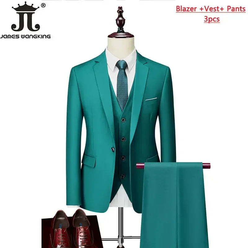 Costume homme formel pour le bureau, mariage, fête, couleur unie, tailles M-6XL, 15 couleurs (veste + gilet + pantalon) Camara Shopping Costume homme formel pour le bureau, mariage, fête, couleur unie, tailles M-6XL, 15 couleurs (veste + gilet + pantalon)