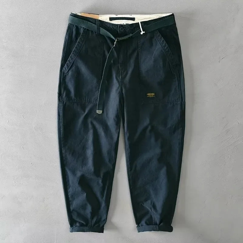 Pantalon de travail en coton coupe large pour homme, style rétro décontracté, résistant à l'usure, avec poches, coupe droite et ample, idéal automne-été Camara Shopping Pantalon de travail en coton coupe large pour homme, style rétro décontracté, résistant à l'usure, avec poches, coupe droite et ample, idéal automne-été