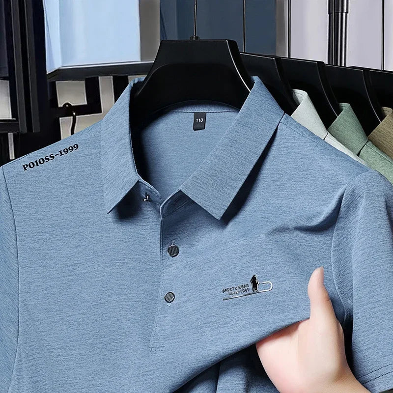 Polo brodé pour homme en tissu doux et élastique, idéal pour le quotidien, les affaires et les occasions décontractées Camara Shopping Polo brodé pour homme en tissu doux et élastique, idéal pour le quotidien, les affaires et les occasions décontractées