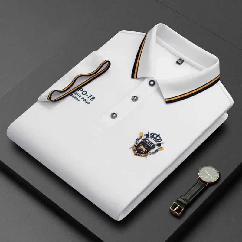 Nouveaux hommes polos brodés été à manches courtes chemise de luxe haut revers Streetwear hommes respirant léger t-shirt Homme Camara Shopping Nouveaux hommes polos brodés été à manches courtes chemise de luxe haut revers Streetwear hommes respirant léger t-shirt Homme