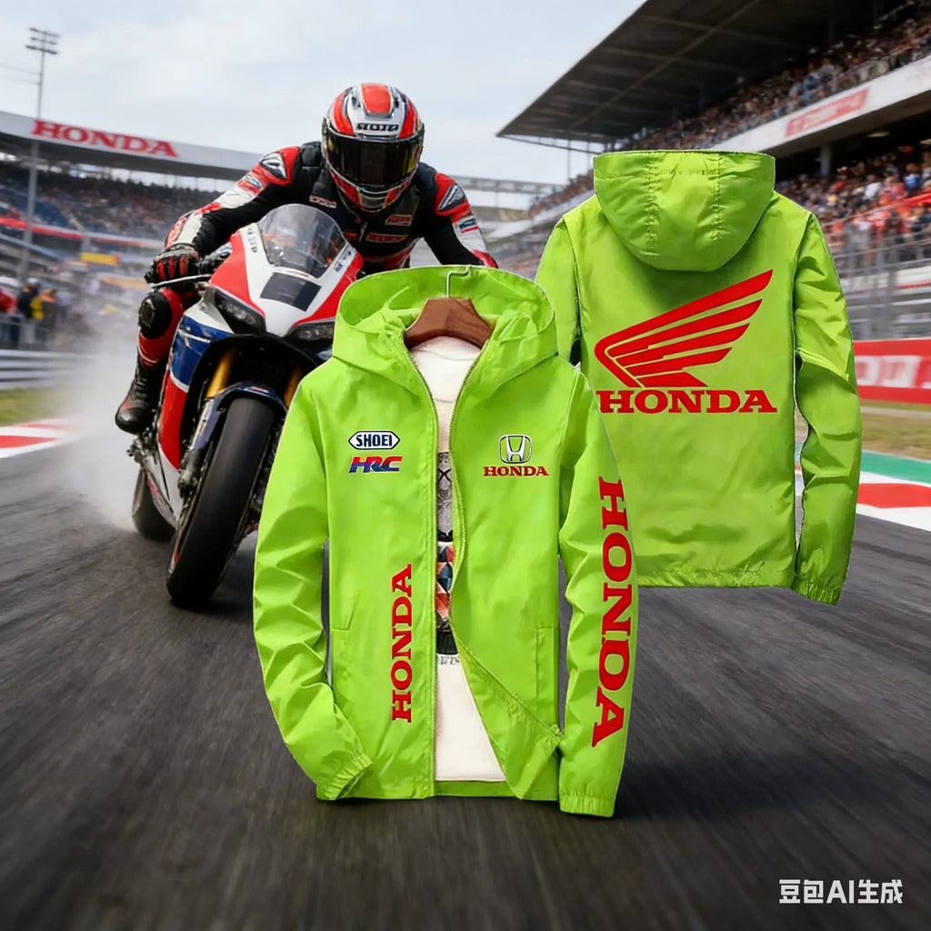 Veste de course moto Honda HRC pour homme, coupe-vent à capuche avec fermeture éclair, style décontracté, printemps-automne Camara Shopping Veste de course moto Honda HRC pour homme, coupe-vent à capuche avec fermeture éclair, style décontracté, printemps-automne