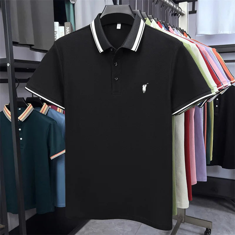 100% coton marque de luxe manches courtes polo shirt hommes nouveau classique pony broderie été T-shirt haut de gamme mode décontracté Paul top Camara Shopping 100% coton marque de luxe manches courtes polo shirt hommes nouveau classique pony broderie été T-shirt haut de gamme mode décontracté Paul top