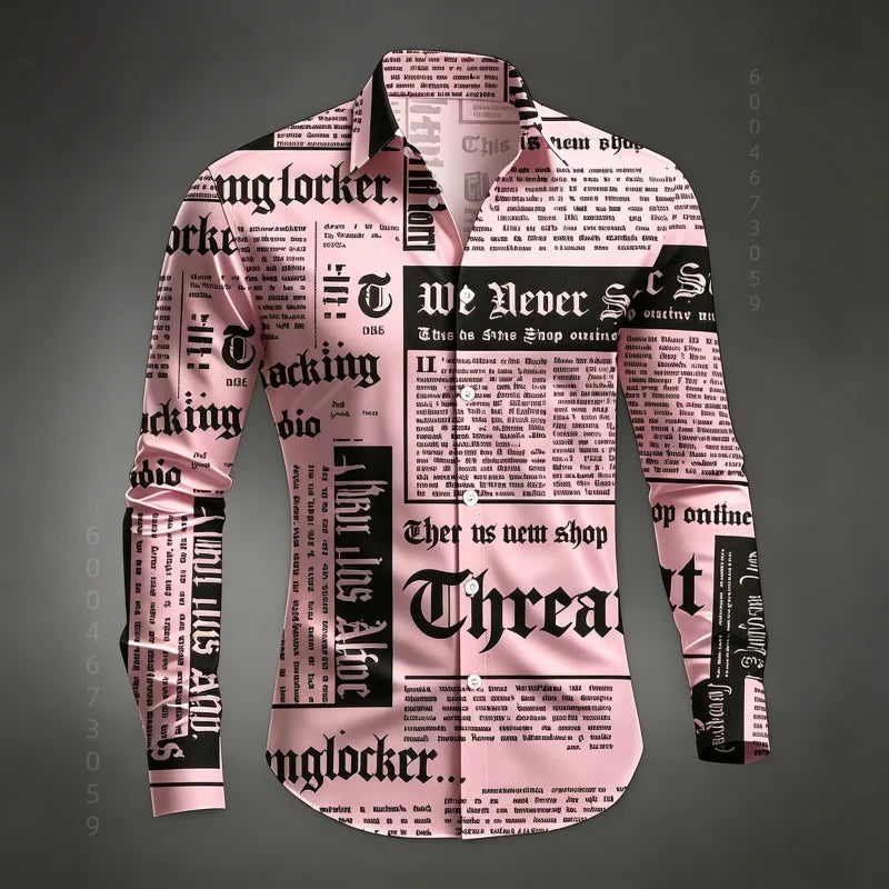 Chemise Homme à Manches Longues Imprimé Lettres de Journal Style Rétro Décontracté Boutonnage Simple Tendance Streetwear Haut pour Homme XS-6XL Camara Shopping Chemise Homme à Manches Longues Imprimé Lettres de Journal Style Rétro Décontracté Boutonnage Simple Tendance Streetwear Haut pour Homme XS-6XL