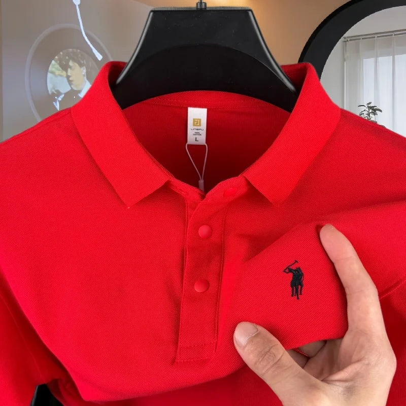 Polo homme 100 % coton pur de marque haut de gamme, manches courtes, broderie poney, collection été 2026, style luxe, haut de golf, t-shirt décontracté Camara Shopping Polo homme 100 % coton pur de marque haut de gamme, manches courtes, broderie poney, collection été 2026, style luxe, haut de golf, t-shirt décontracté