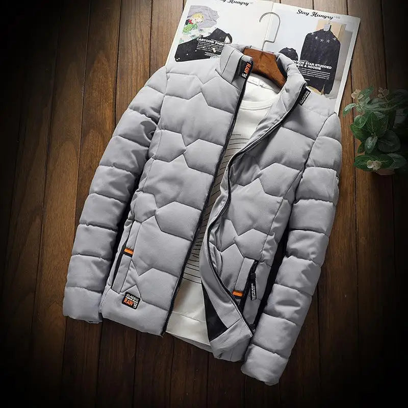 Veste d'hiver épaisse en coton pour homme, manteau chaud, coupe cintrée, rempli de fibres de Polyester, fermeture à glissière, couleur unie Camara Shopping Veste d'hiver épaisse en coton pour homme, manteau chaud, coupe cintrée, rempli de fibres de Polyester, fermeture à glissière, couleur unie