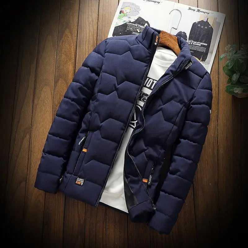 Veste d'hiver épaisse en coton pour homme, manteau chaud, coupe cintrée, rempli de fibres de Polyester, fermeture à glissière, couleur unie Camara Shopping Veste d'hiver épaisse en coton pour homme, manteau chaud, coupe cintrée, rempli de fibres de Polyester, fermeture à glissière, couleur unie