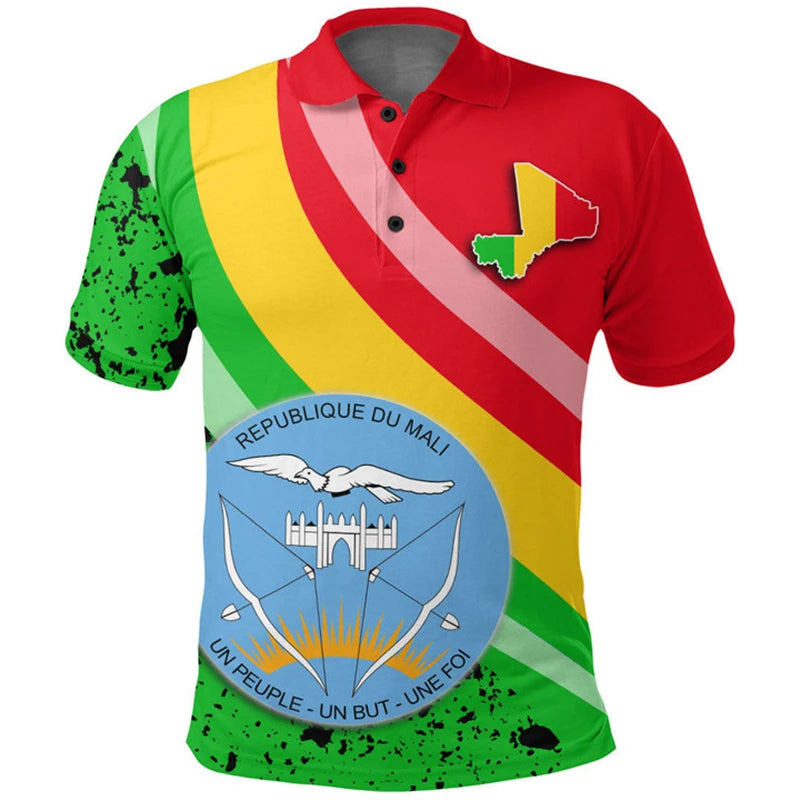 Mali Feel-Polo graphique avec emblème ML pour hommes, chemise imprimée en 3D, mode de sport de football, maillot décontracté d'été, t-shirt Sportif Camara Shopping Mali Feel-Polo graphique avec emblème ML pour hommes, chemise imprimée en 3D, mode de sport de football, maillot décontracté d'été, t-shirt Sportif