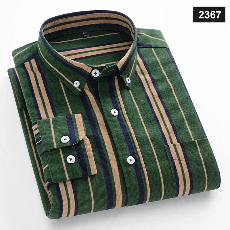 Chemises décontractées à manches longues pour hommes, coupe cintrée, uni, 100% coton, hauts à carreaux rayés, doux, styliste, mode, tendances coréennes, vêtements Camara Shopping Chemises décontractées à manches longues pour hommes, coupe cintrée, uni, 100% coton, hauts à carreaux rayés, doux, styliste, mode, tendances coréennes, vêtements