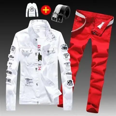 Costume Denim Homme 2 Pièces – Veste Jean & Pantalon | Style Moderne Printemps Automne - Camara ShoppingCostume Denim Homme 2 Pièces – Veste Jean & Pantalon | Style Moderne Printemps Automne