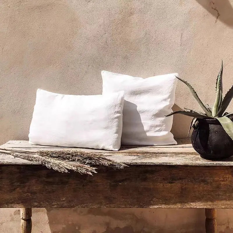 Taie d'oreiller en lin naturel français, 2 pièces, enveloppe douce et confortable, décoration de maison, couverture d'oreiller de chambre à coucher, toutes saisons Camara Shopping Taie d'oreiller en lin naturel français, 2 pièces, enveloppe douce et confortable, décoration de maison, couverture d'oreiller de chambre à coucher, toutes saisons