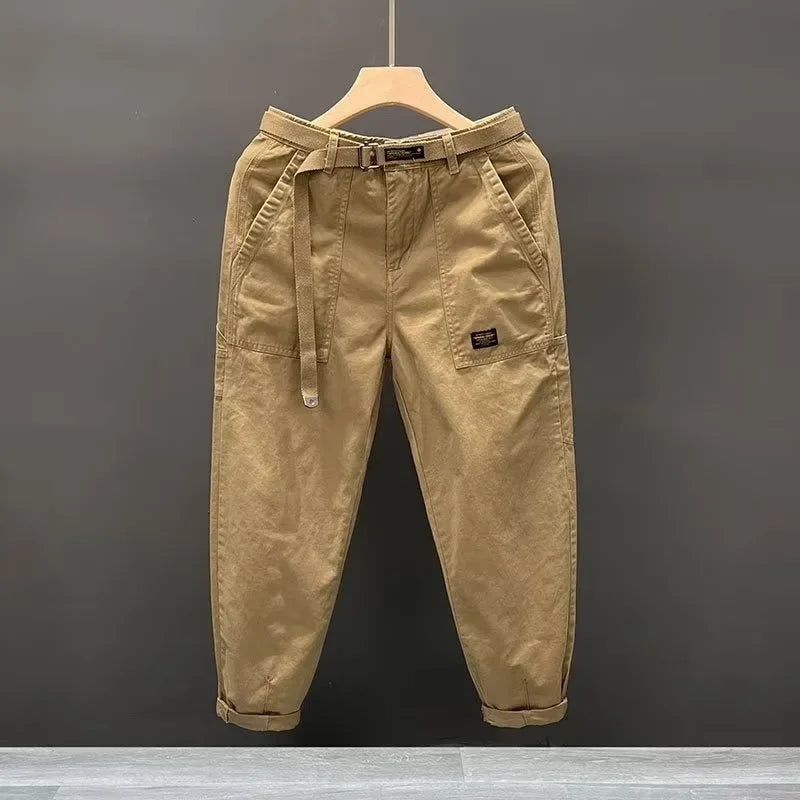 Pantalon de travail en coton coupe large pour homme, style rétro décontracté, résistant à l'usure, avec poches, coupe droite et ample, idéal automne-été Camara Shopping Pantalon de travail en coton coupe large pour homme, style rétro décontracté, résistant à l'usure, avec poches, coupe droite et ample, idéal automne-été