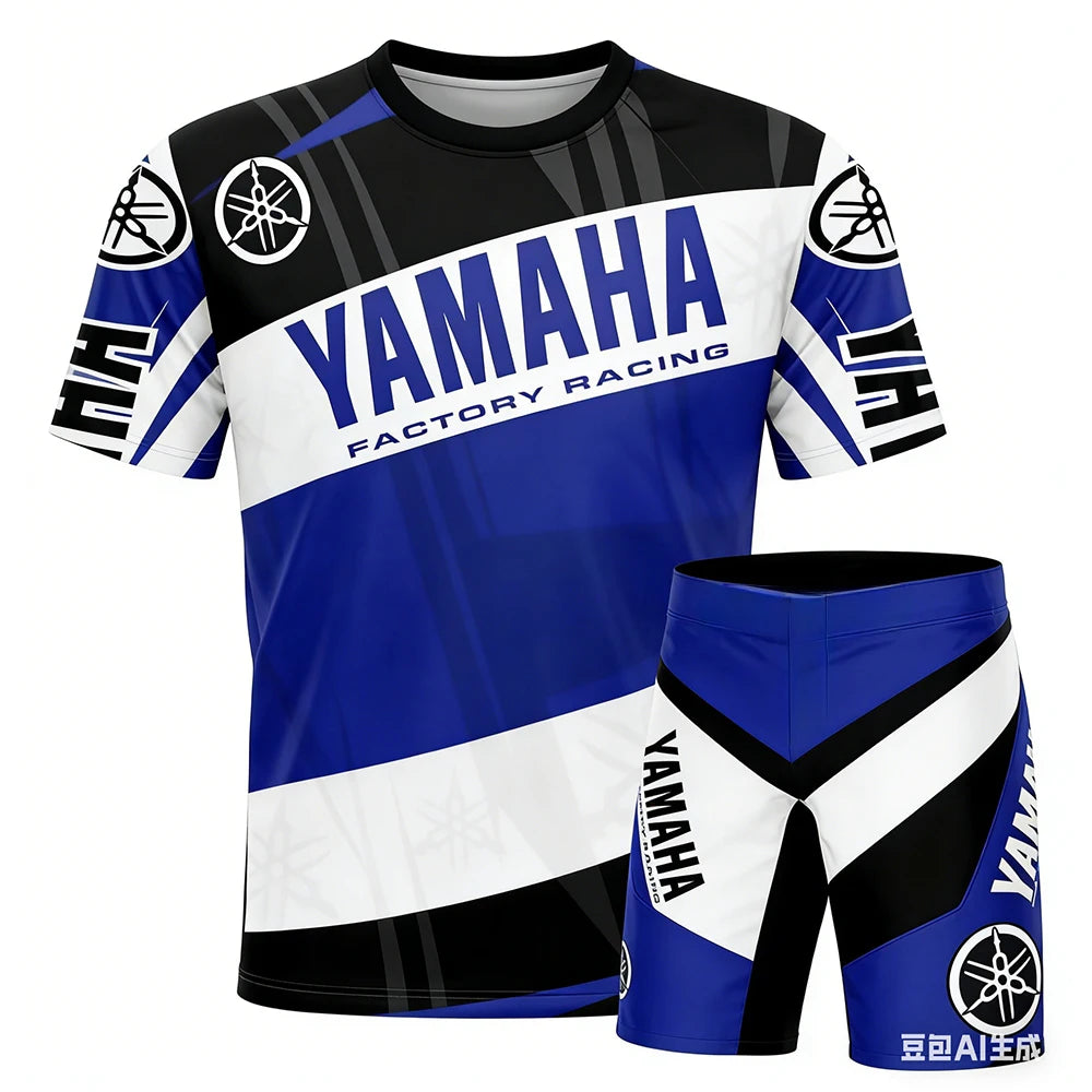 Nouvel ensemble de t-shirts de moto Yamaha pour hommes et femmes, coupe ample, respirant, séchage rapide, recommandé pour l'été Camara Shopping Nouvel ensemble de t-shirts de moto Yamaha pour hommes et femmes, coupe ample, respirant, séchage rapide, recommandé pour l'été