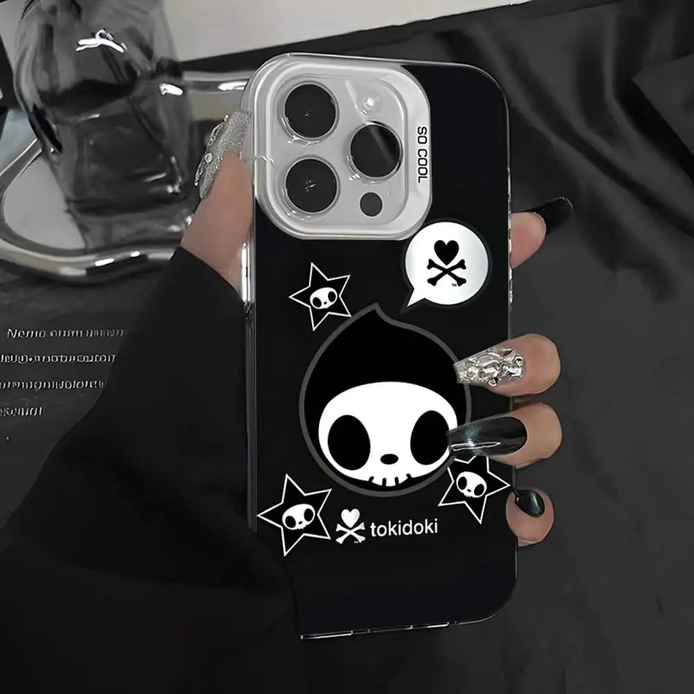 Coque de téléphone Cartoon T-Tokidokis pour iPhone 17 16 15 14 13 Pro 12 11 Pro Max PLUS, coque arrière colorée