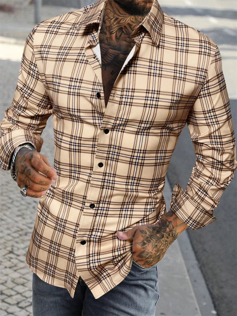 Chemise à carreaux rouge rétro pour homme, manches longues, col décontracté, polyvalente et tendance pour tous les jours et les trajets domicile-travail, tailles S-6XL. Camara Shopping Chemise à carreaux rouge rétro pour homme, manches longues, col décontracté, polyvalente et tendance pour tous les jours et les trajets domicile-travail, tailles S-6XL.