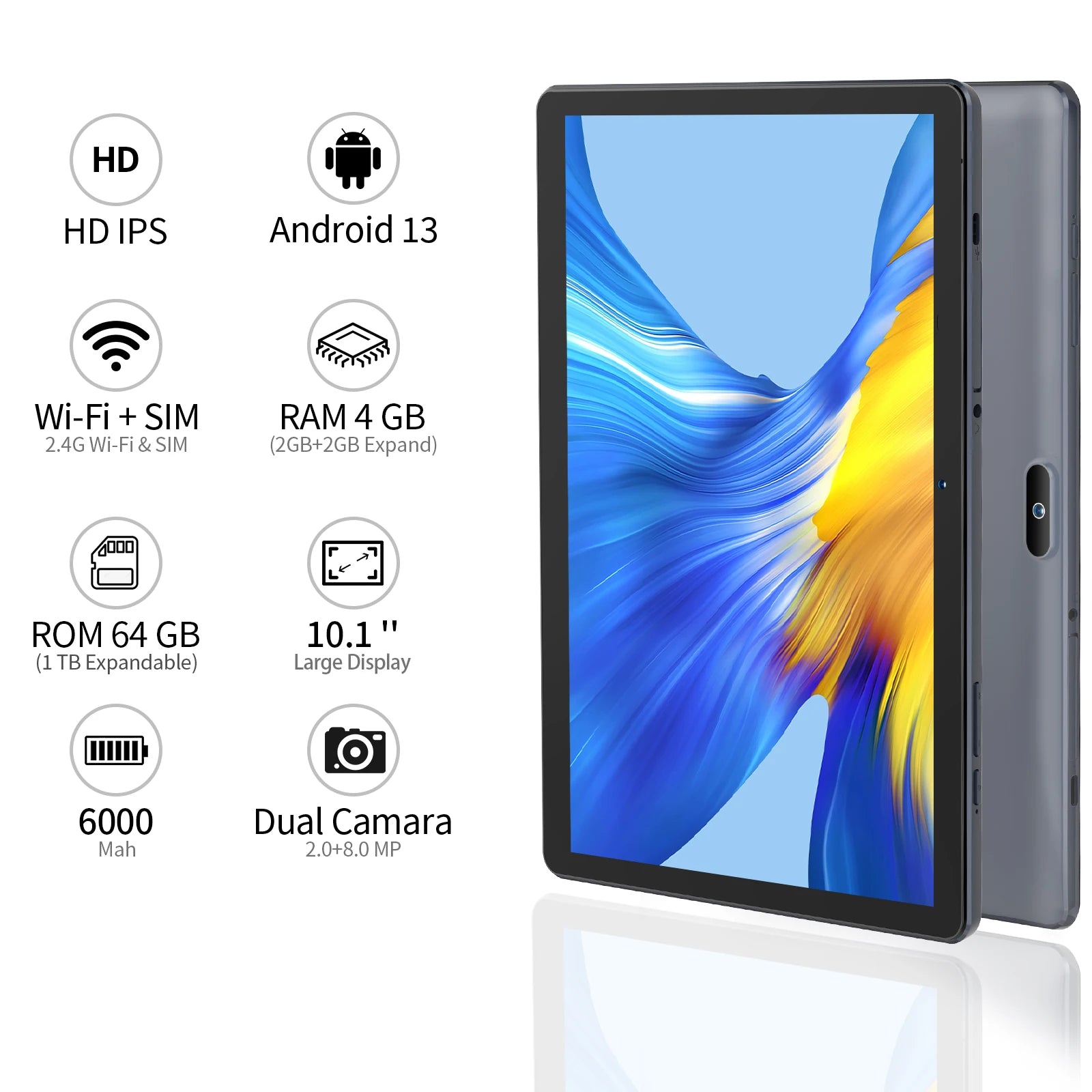 Tablette PC PRITOM 10,1 pouces Android 13 4 Go (2+2 VIRTUELS) 64 Go Quad Core Bluetooth WiFi avec emplacement pour carte SIM 3G Camara Shopping Tablette PC PRITOM 10,1 pouces Android 13 4 Go (2+2 VIRTUELS) 64 Go Quad Core Bluetooth WiFi avec emplacement pour carte SIM 3G