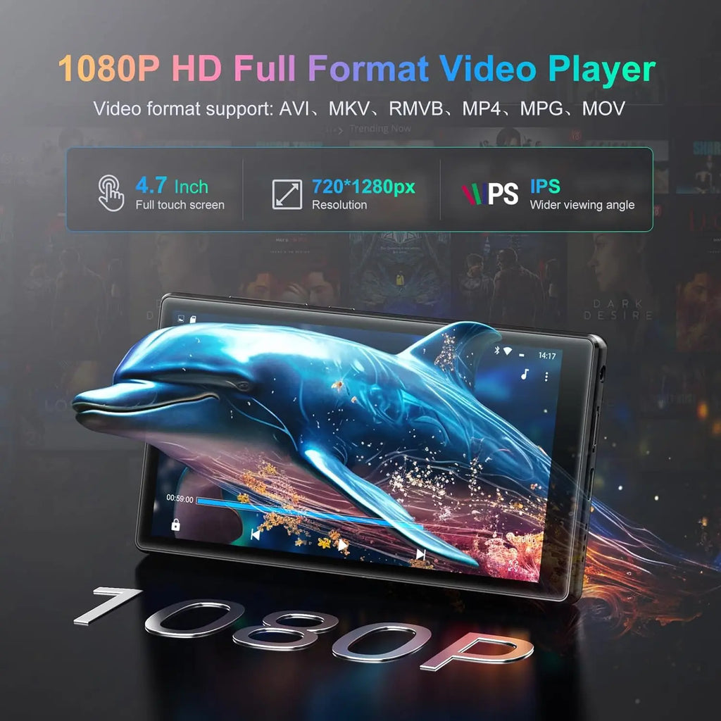 Lecteur MP3/MP4 1080P Android 13.0 4,7 pouces 96 Go (64 Go+32 Go) avec Bluetooth et Wi-Fi, jusqu'à 1 To Camara Shopping Lecteur MP3/MP4 1080P Android 13.0 4,7 pouces 96 Go (64 Go+32 Go) avec Bluetooth et Wi-Fi, jusqu'à 1 To