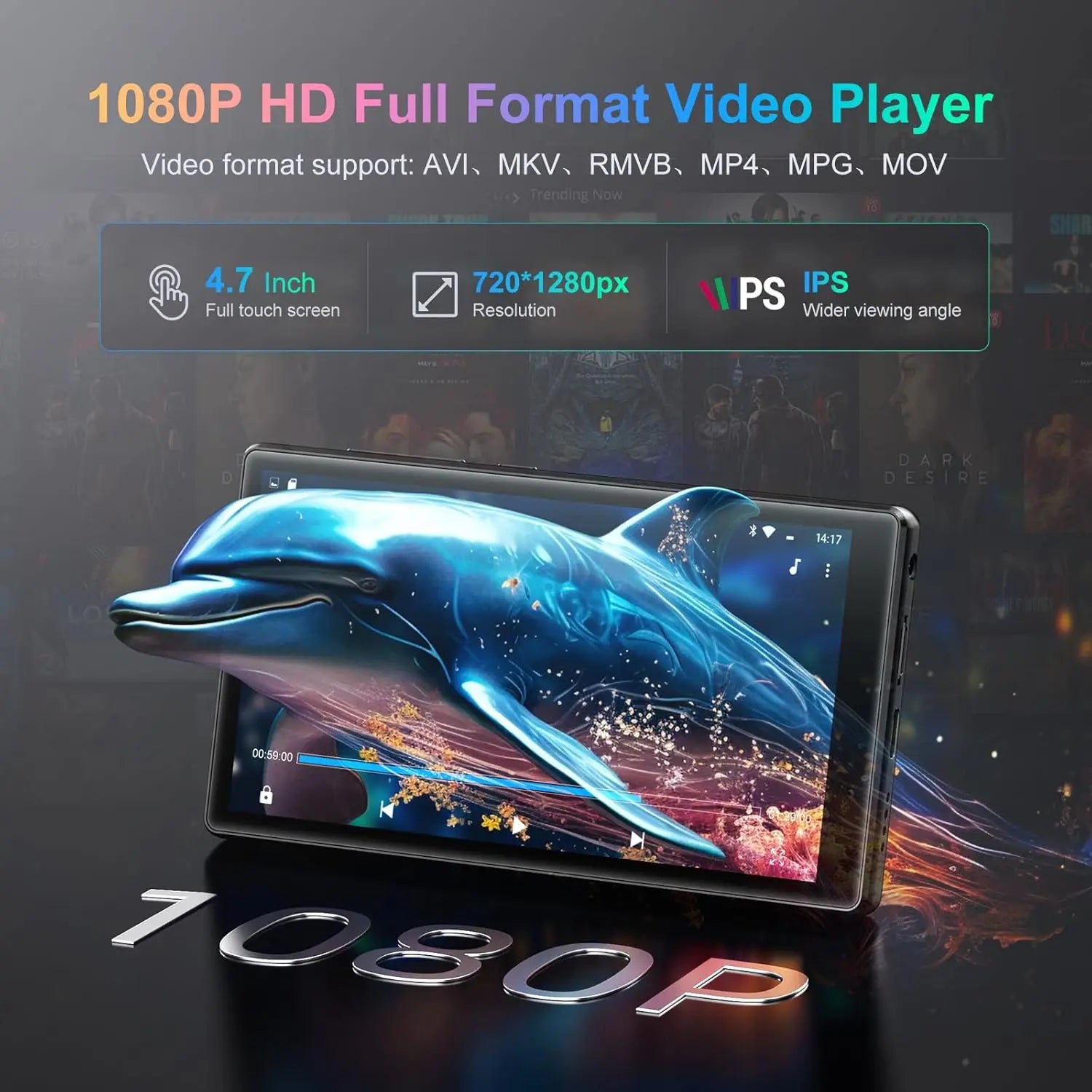 Lecteur MP3/MP4 1080P Android 13.0 4,7 pouces 96 Go (64 Go+32 Go) avec Bluetooth et Wi-Fi, jusqu'à 1 To Camara Shopping Lecteur MP3/MP4 1080P Android 13.0 4,7 pouces 96 Go (64 Go+32 Go) avec Bluetooth et Wi-Fi, jusqu'à 1 To