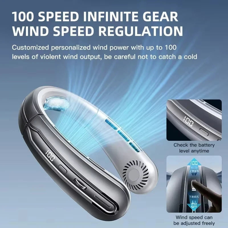 Ventilateur portable à suspendre au cou 8000 mAh, sans pales, rechargeable par USB, silencieux, avec affichage numérique LED, rafraîchisseur d'air mains libres pour la maison et l'extérieur Camara Shopping Ventilateur portable à suspendre au cou 8000 mAh, sans pales, rechargeable par USB, silencieux, avec affichage numérique LED, rafraîchisseur d'air mains libres pour la maison et l'extérieur