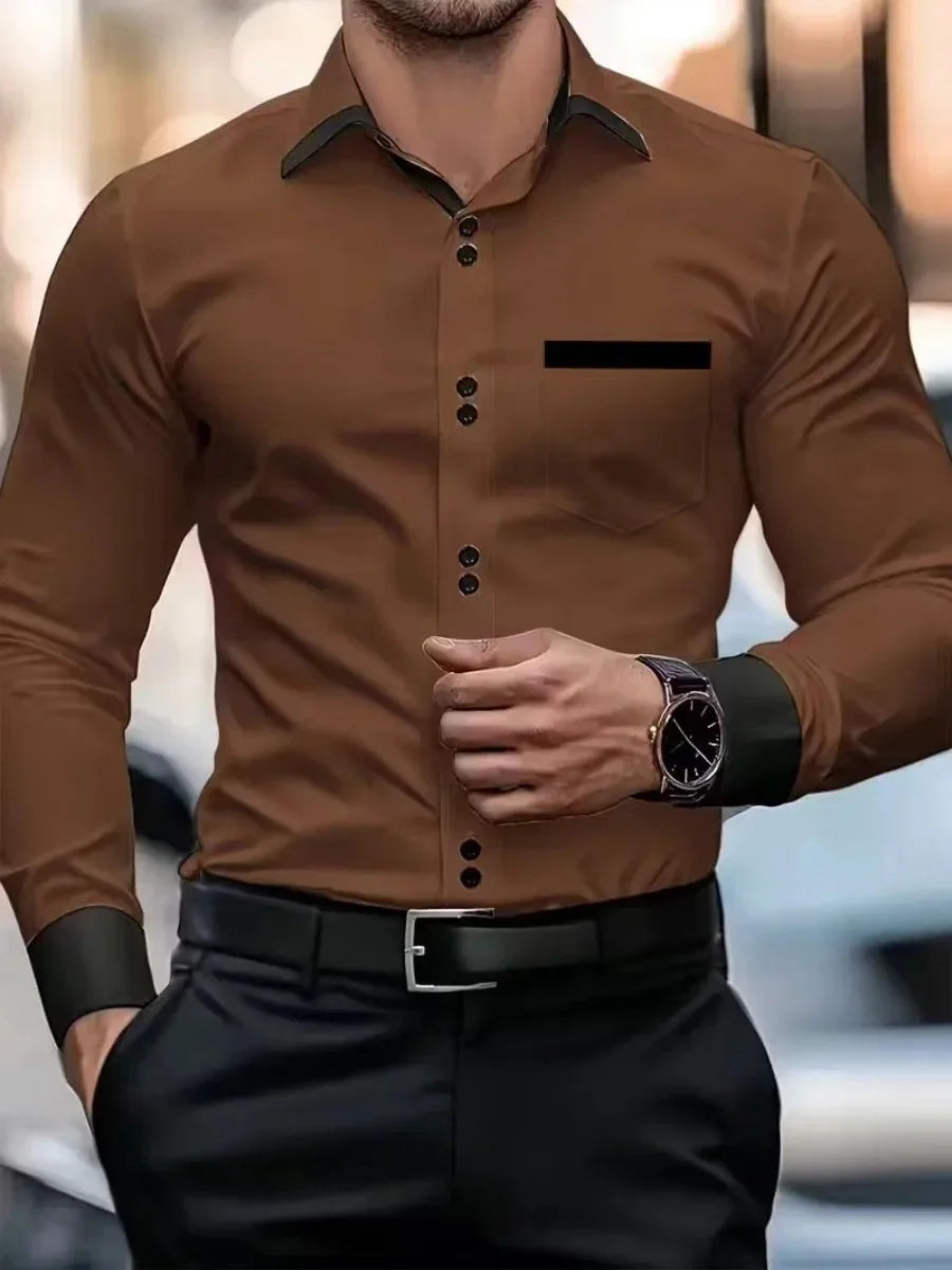 Chemise décontractée à manches longues pour homme 2026, nouveau style, chemise à revers confortable et tendance pour homme Camara Shopping Chemise décontractée à manches longues pour homme 2026, nouveau style, chemise à revers confortable et tendance pour homme