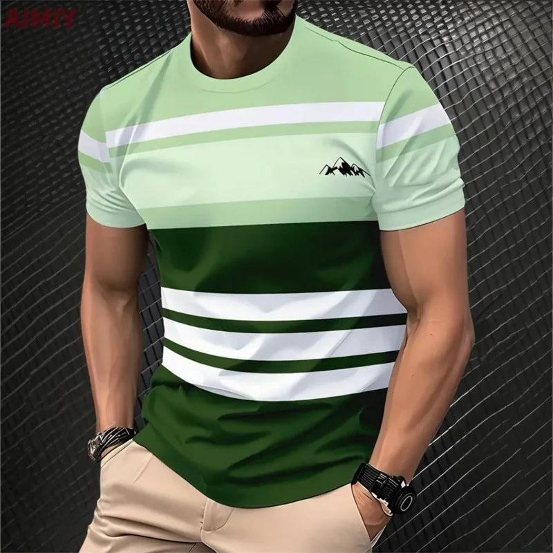 Summer Short Sleeve Match Color T Shirt For Men Fashion Round Neck Oversized Striped Tshirts Clothes Men's Outdoor Tee Shirt Camara Shopping Summer Short Sleeve Match Color T Shirt For Men Fashion Round Neck Oversized Striped Tshirts Clothes Men's Outdoor Tee Shirt