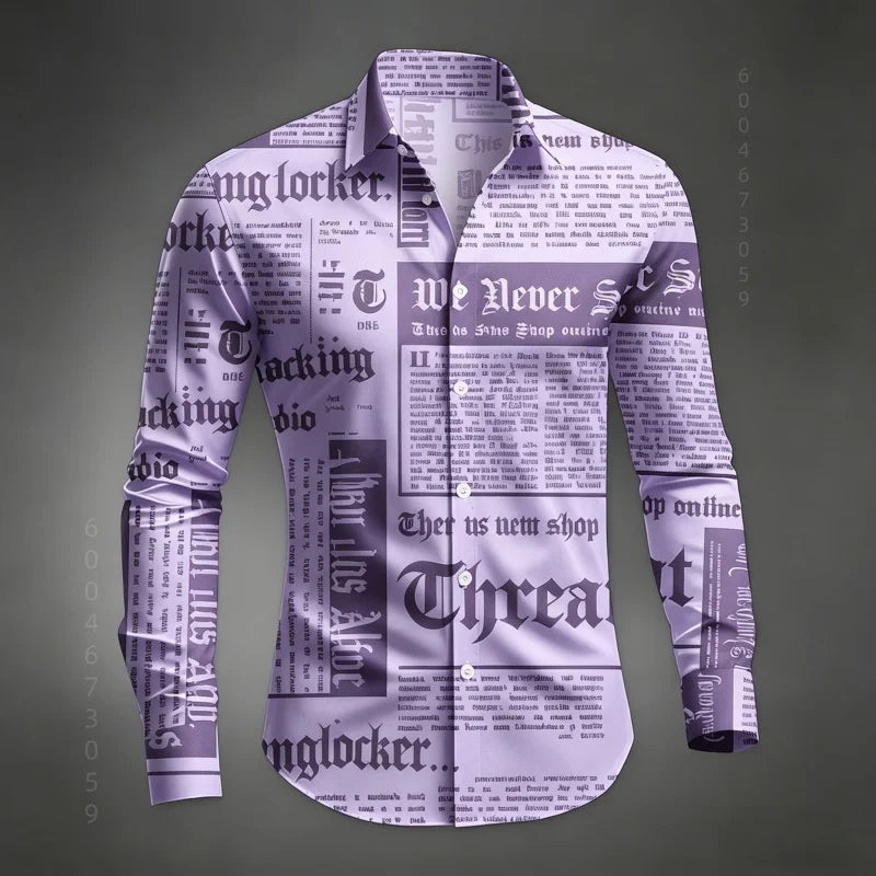 Chemise Homme à Manches Longues Imprimé Lettres de Journal Style Rétro Décontracté Boutonnage Simple Tendance Streetwear Haut pour Homme XS-6XL Camara Shopping Chemise Homme à Manches Longues Imprimé Lettres de Journal Style Rétro Décontracté Boutonnage Simple Tendance Streetwear Haut pour Homme XS-6XL