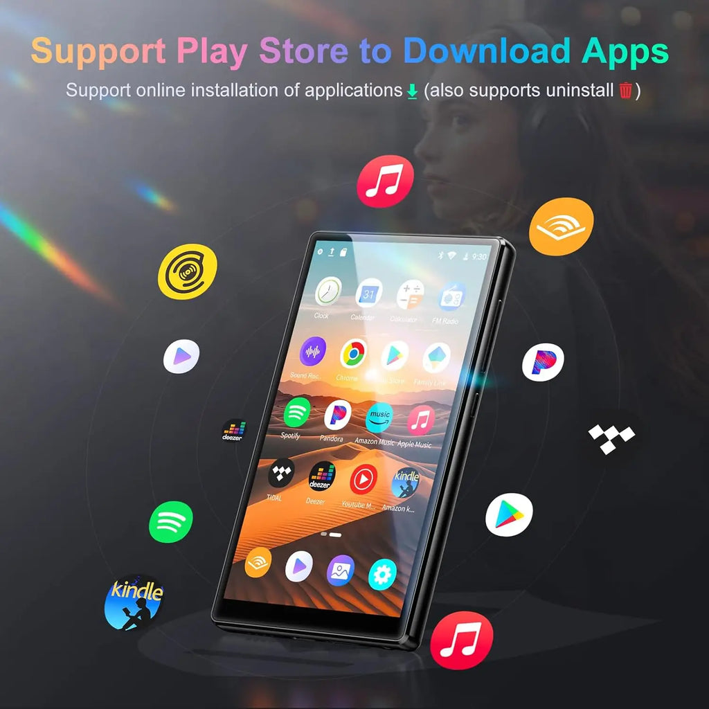 Lecteur MP3/MP4 1080P Android 13.0 4,7 pouces 96 Go (64 Go+32 Go) avec Bluetooth et Wi-Fi, jusqu'à 1 To Camara Shopping Lecteur MP3/MP4 1080P Android 13.0 4,7 pouces 96 Go (64 Go+32 Go) avec Bluetooth et Wi-Fi, jusqu'à 1 To