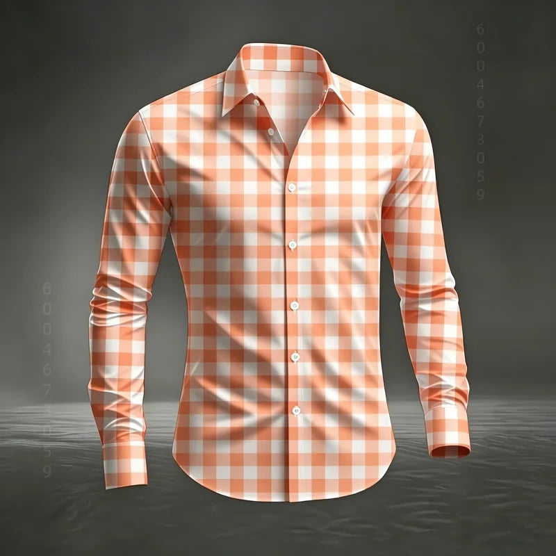 Chemise à carreaux classique pour homme 2026, imprimé écossais, coupe ajustée, col et manches longues, haut pour homme, tissu confortable XS-6XL Camara Shopping Chemise à carreaux classique pour homme 2026, imprimé écossais, coupe ajustée, col et manches longues, haut pour homme, tissu confortable XS-6XL