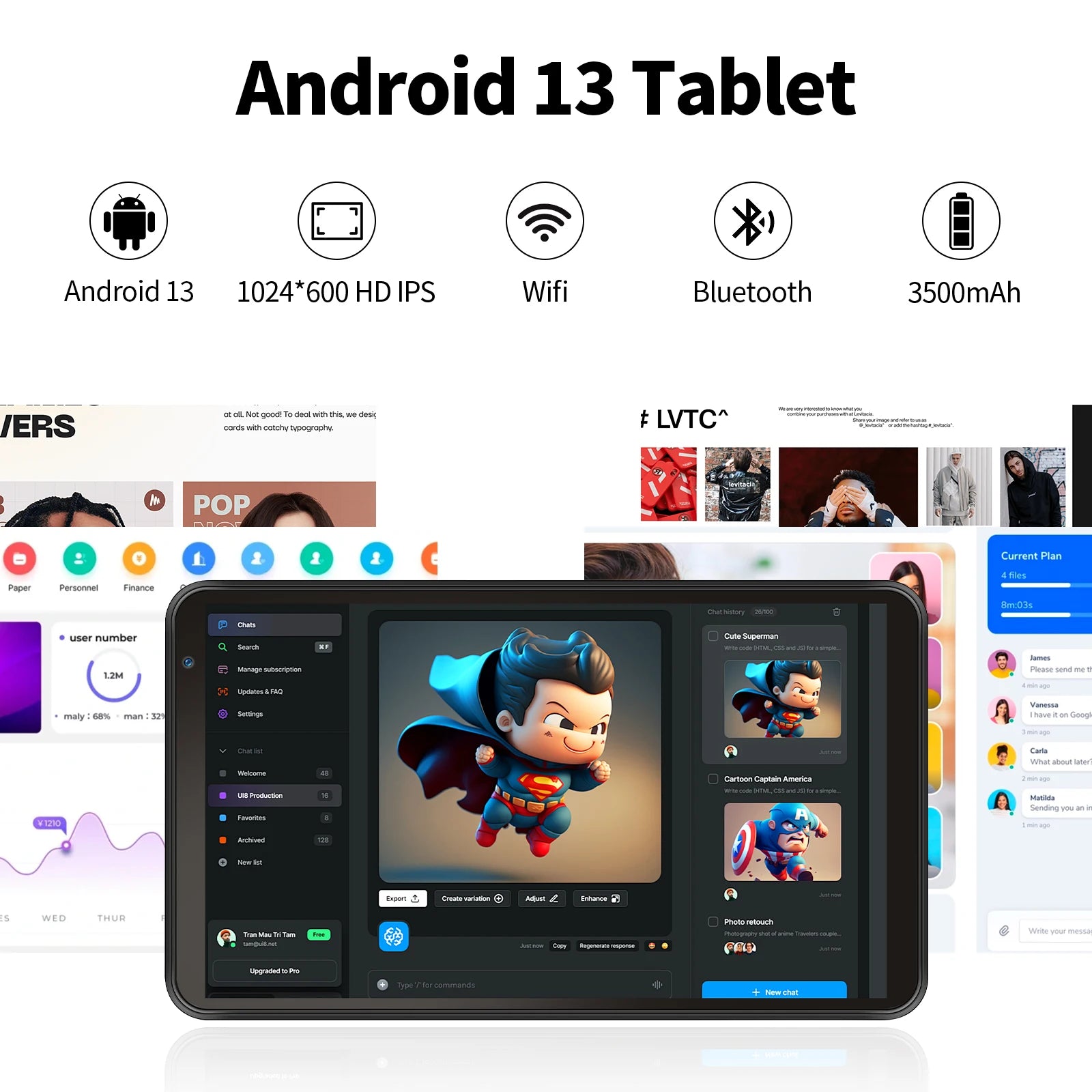 Tablette PC PRITOM 7 pouces 32 Go Android 13 avec processeur Quad Core, écran HD IPS, double caméra, Wi-Fi et étui de protection en PU Camara Shopping Tablette PC PRITOM 7 pouces 32 Go Android 13 avec processeur Quad Core, écran HD IPS, double caméra, Wi-Fi et étui de protection en PU