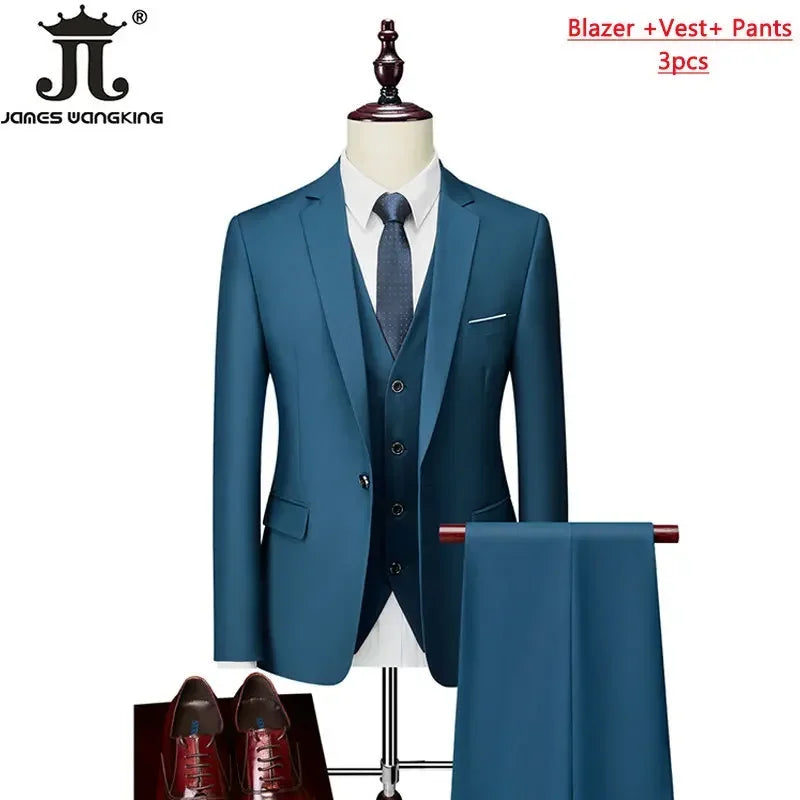 Costume homme formel pour le bureau, mariage, fête, couleur unie, tailles M-6XL, 15 couleurs (veste + gilet + pantalon) Camara Shopping Costume homme formel pour le bureau, mariage, fête, couleur unie, tailles M-6XL, 15 couleurs (veste + gilet + pantalon)