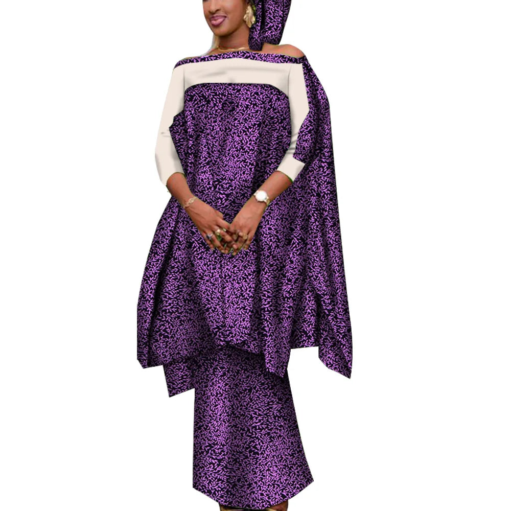 Ensemble 3 pièces de tenues africaines pour femmes, chemisier et jupes décontractés avec foulard, vêtements africains pour femmes Bazin Riche WY7946 Camara Shopping Ensemble 3 pièces de tenues africaines pour femmes, chemisier et jupes décontractés avec foulard, vêtements africains pour femmes Bazin Riche WY7946